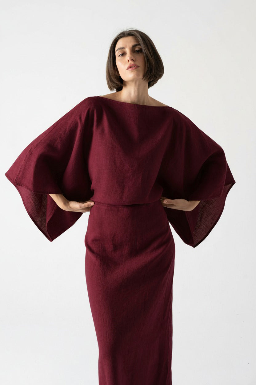 Kimonos Dress Wine Luxmii