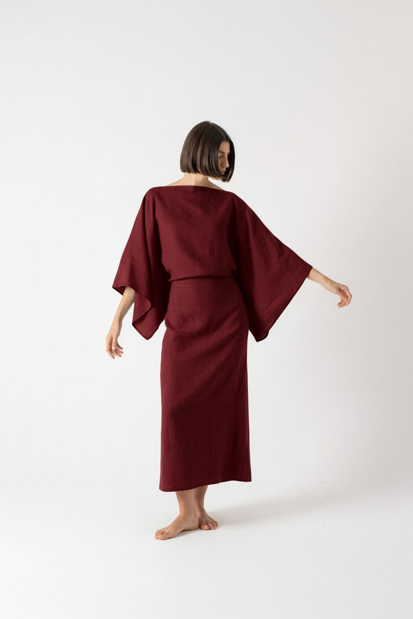 Kimonos Dress Wine Luxmii