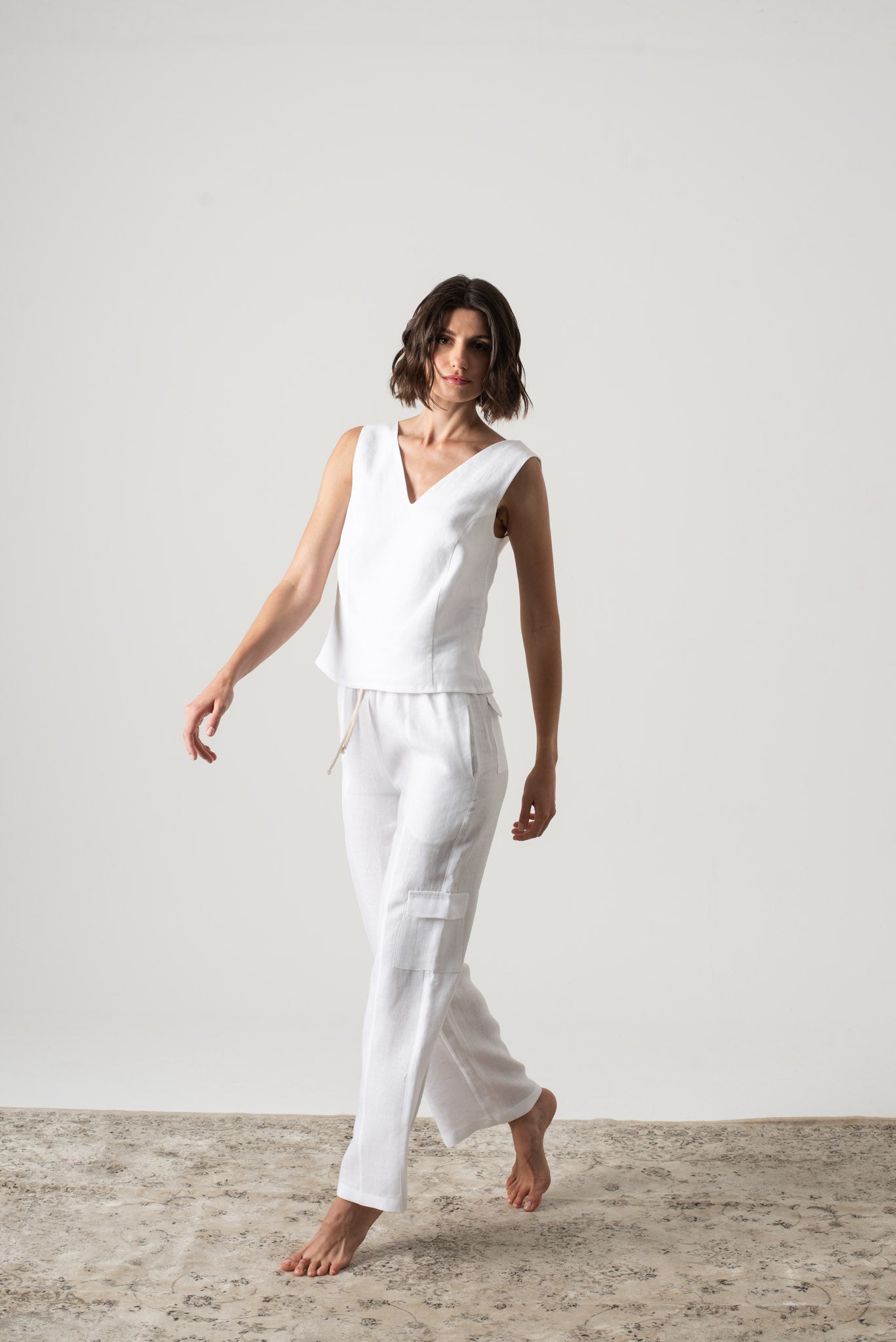 L'origami Linen Top White Luxmii