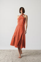 Oréa Halter Midi Dress Luxmii
