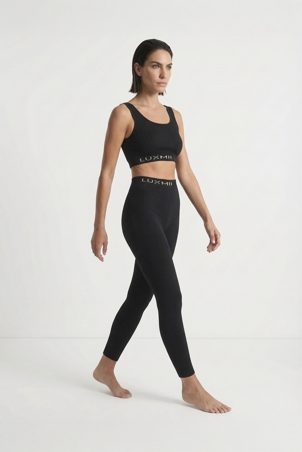 Ribbed Knit Mouvement Crop Top Luxmii