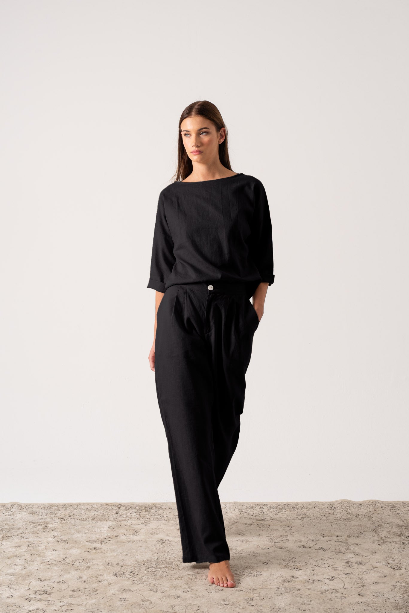 Thalia Linen Trouser Black Luxmii