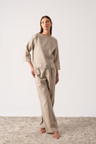 Thalia Linen Trouser Oatmeal Luxmii