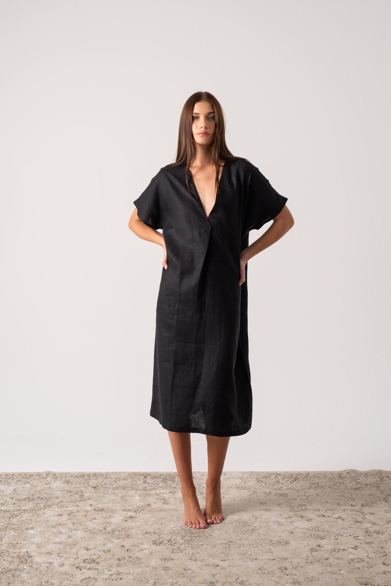 linen kaftan dress uk Loose Linen Kaftan Dress VERA