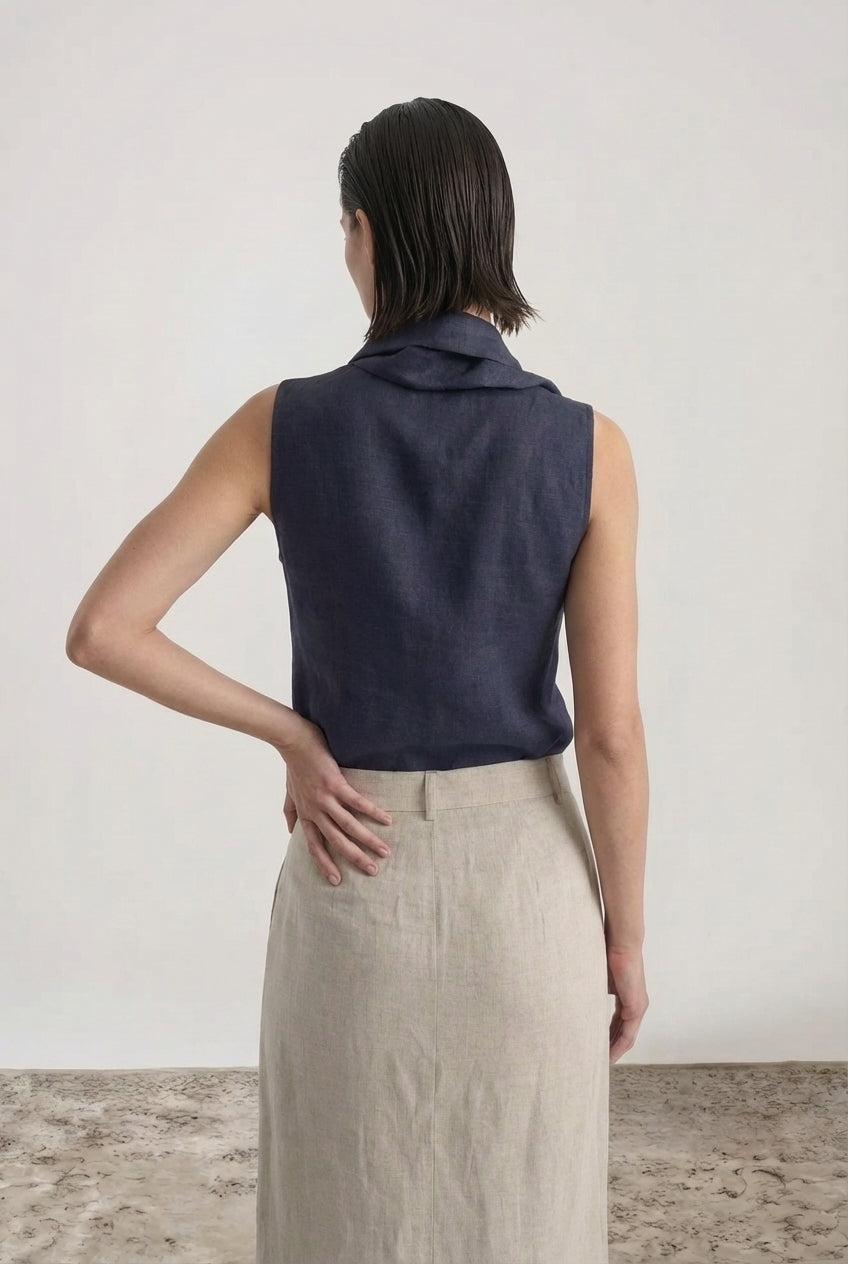 Vaeli Scarf Top Navy Luxmii