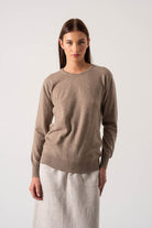 Velare Crewneck Cashmere Sweater Taupe Luxmii