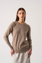 Velare Crewneck Cashmere Sweater Taupe Luxmii