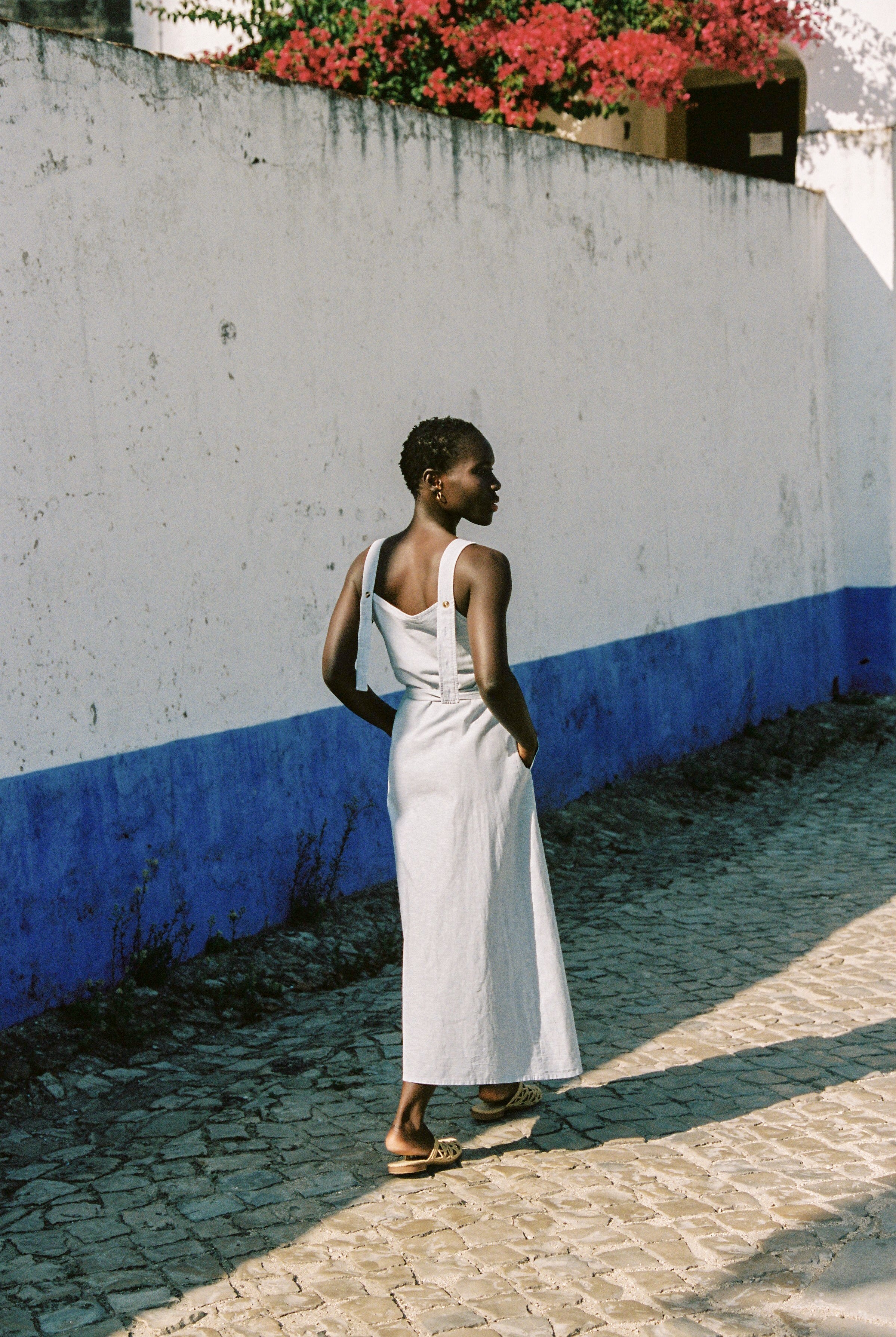 Volonte Linen Midi Dress Sky Blue