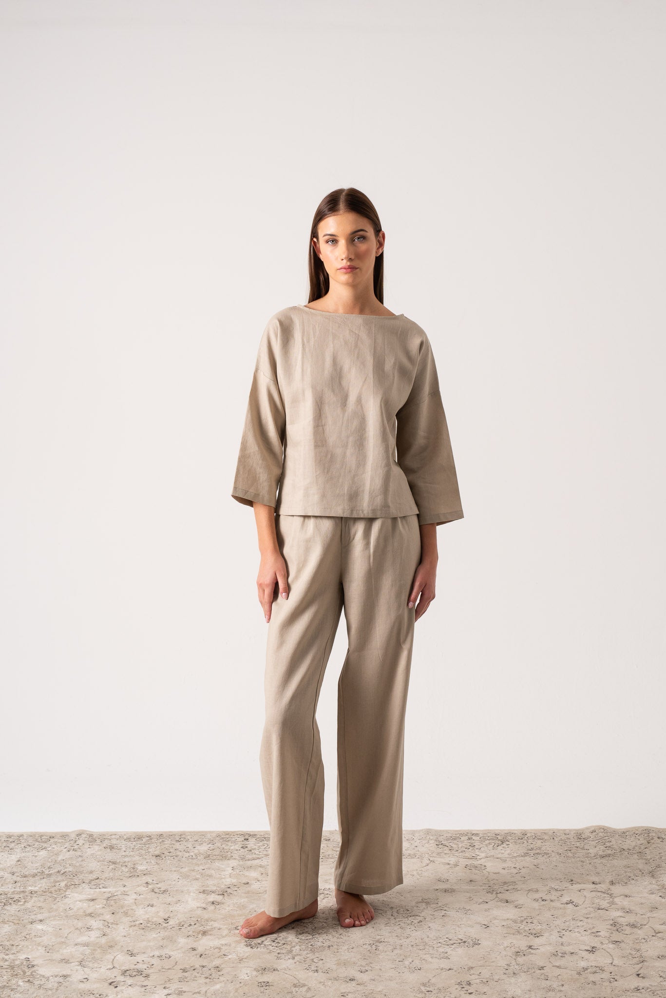 Xanthe Linen Top Oatmeal Luxmii