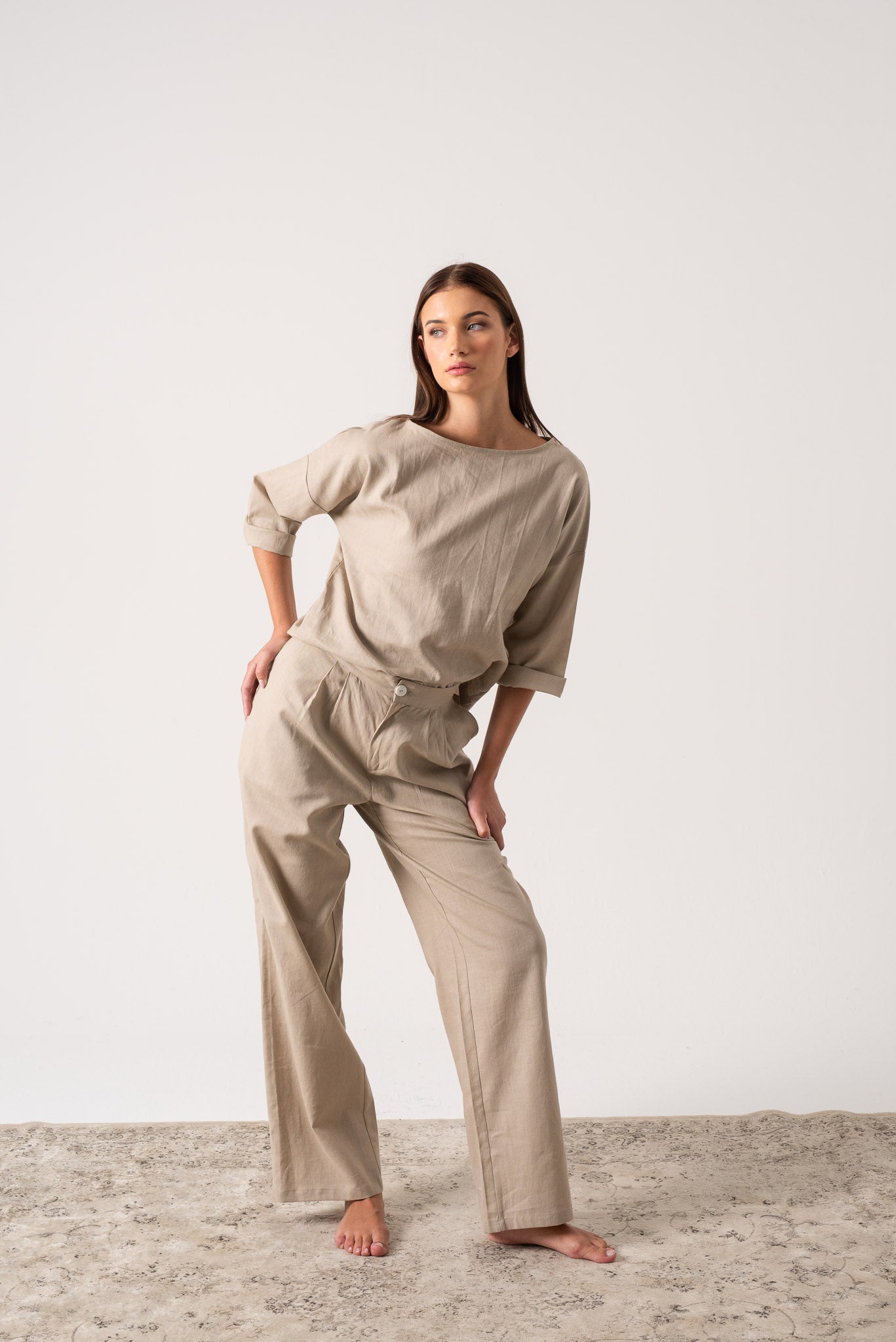 Xanthe Linen Top Oatmeal Luxmii