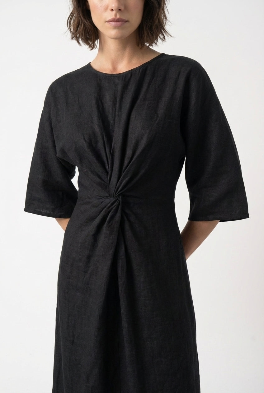 Zahira Knot Dress Black Luxmii