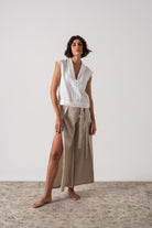 Zakai Linen Wrap Pant Oatmeal Luxmii