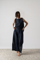 Zakai Wrap Pant Navy Luxmii