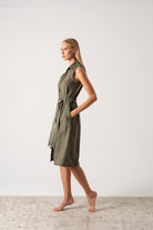 Zaya Linen Dress Khaki Luxmii