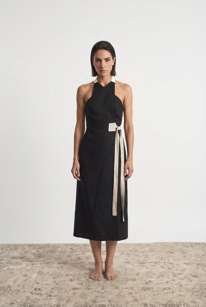 Zulu Wrap Dress in Black Luxmii
