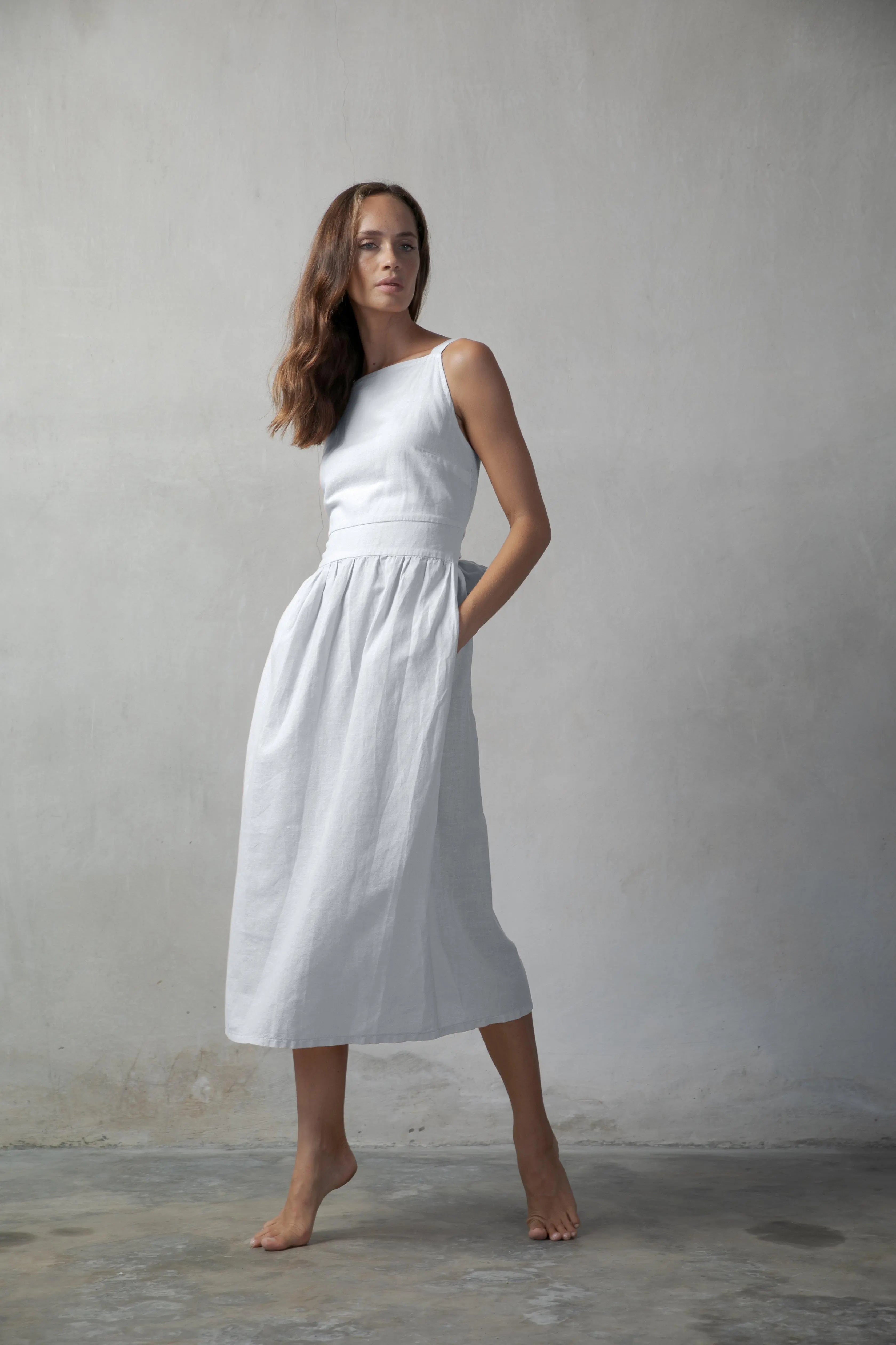 Simple white midi dress on sale